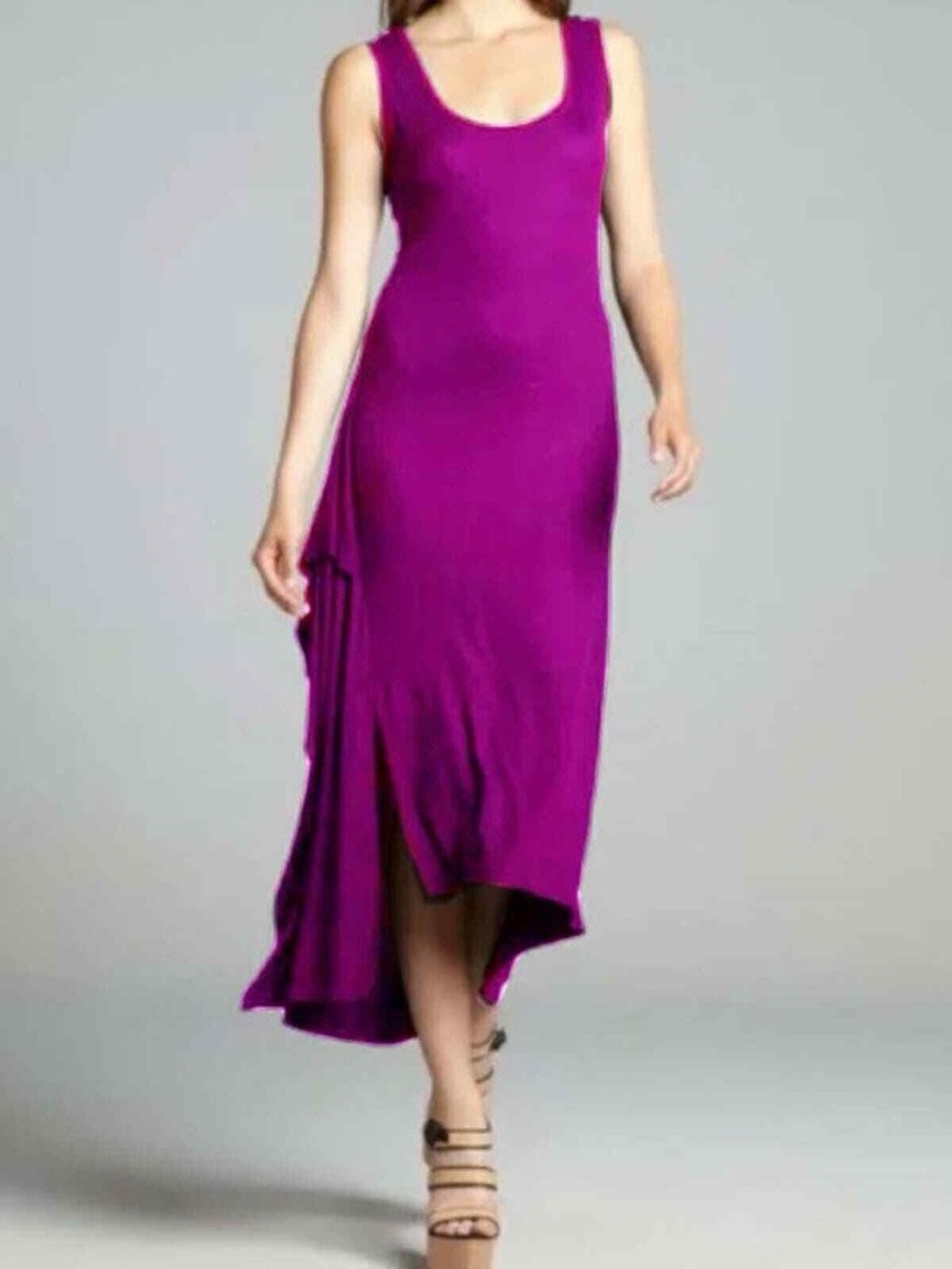 BCBGMaxAzria Sleeveless High-Low Maxi Dress in Magenta